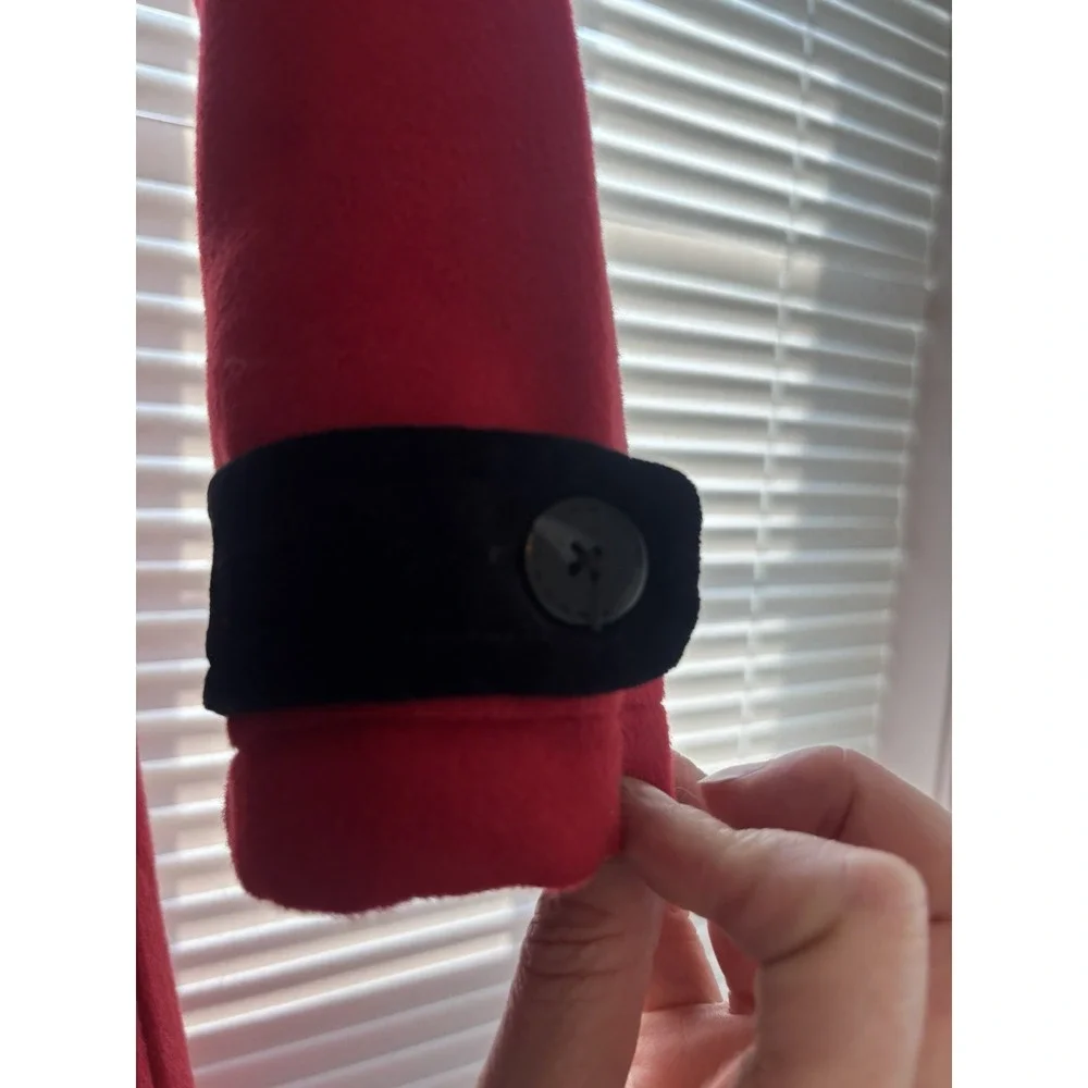 Hope & Henry Girls Red Dress Coat Sz 10 Double Breasted Black Velvet Trim Classi